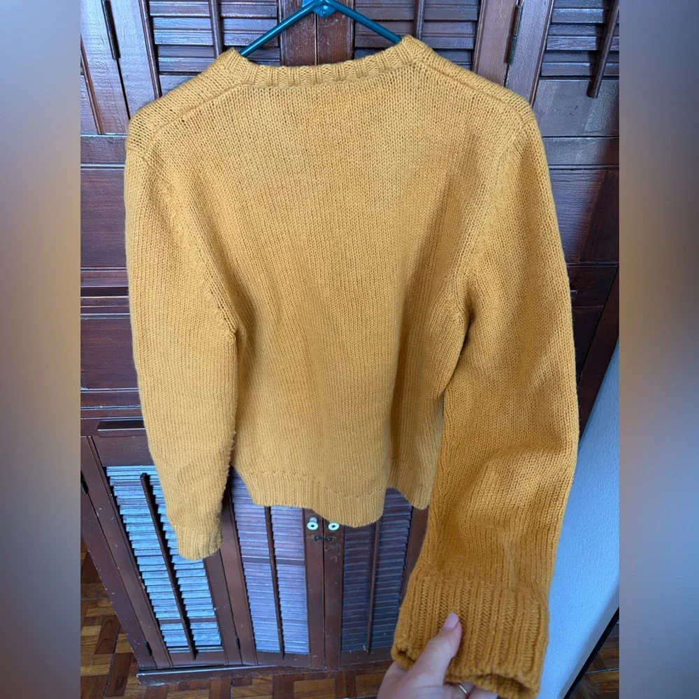 Gucci Mustard Yellow V-Neck Wool Sweater